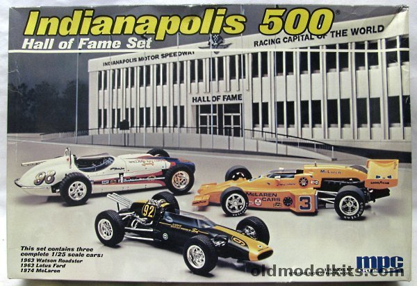 MPC 1/24 Indianapolis 500 Hall of Fame Set - 1963 Watson Roadster / 1963 Lotus Ford / 1974 McLaren, 6246 plastic model kit